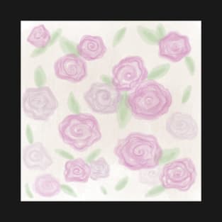 Simple Pastel Rose Flower Pattern Design T-Shirt