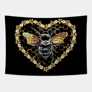 Sweet, heart, Bee and Flowers, Save the bees, Honey, Hive, Watercolour Tapestry