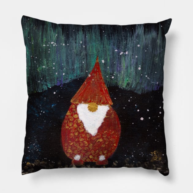 Yule scandinavian nordic gnome nisse Pillow by Pragonette