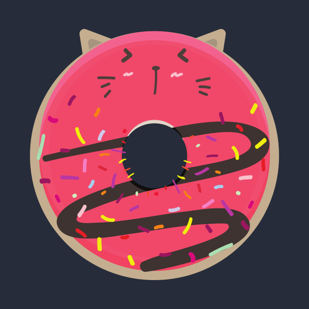 Pink Blushing Kawaii Cat Donut by InkyArt