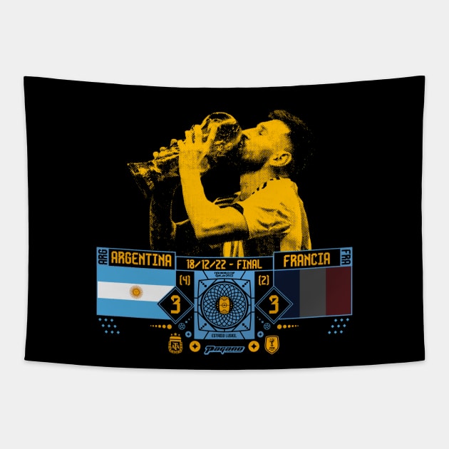 Argentina / Messi - World Champion 2022 Qatar (Gold) Tapestry by LANX