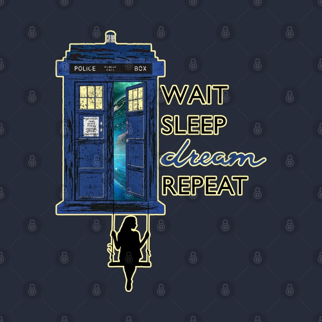 Blue Police Public Call Box - WAIT SLEEP DREAM REPEAT 2 by EDDArt