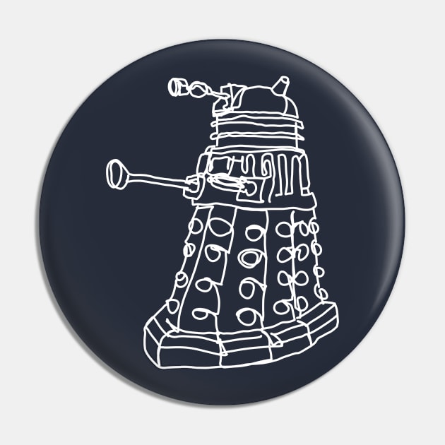 Bad Line Art Dalek in White Pin by CatsandBats