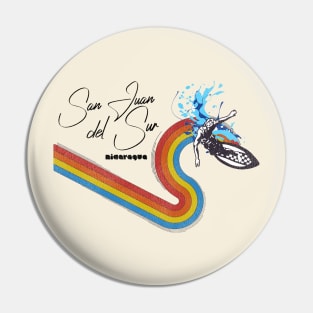 Retro 70s/80s Style Rainbow Surfing Wave Nicaragua Pin