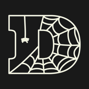 Halloween Letter D Initial Monogram with Spiderweb T-Shirt