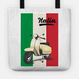 Italy vintage scooter travel poster Tote