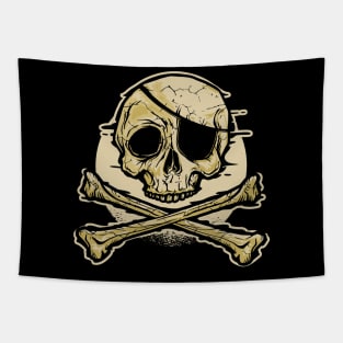 Skull and Crossbones with Eye-patch Graphic Tapestry