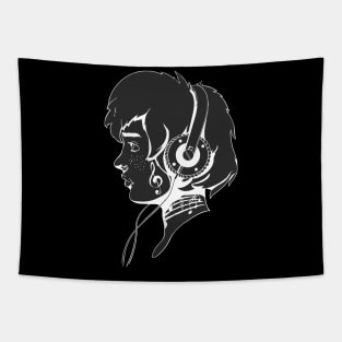 Girl with headphones Tapestry