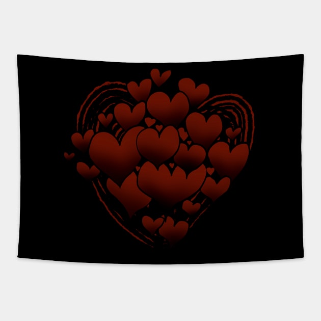 Autumn Hearts Patterned Swirl Heart Tapestry by VictoriaLehnard