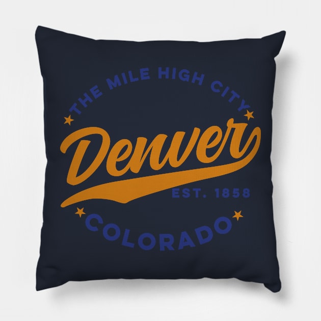 The Mile Hight City Denver Colorado Pillow by DetourShirts