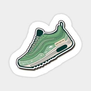 Step into Sustainability: The Beige Green Cartoon Sneaker Magnet