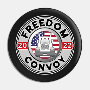 USA FREEDOM CONVOY 2022 - TRUCKERS FOR FREEDOM - GRAY ROUND BLACK LETTERS Pin