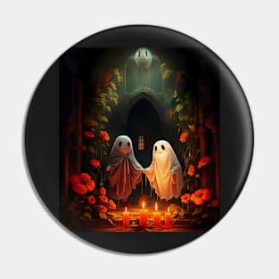 halloween costume vintage floral ghost pumpkin funny graphic Pin