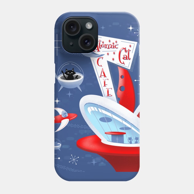 Atomic Cat Cafe Phone Case by ksrogersdesigns