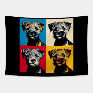 Pop Retro Border Terrier Art - Cute Puppy Tapestry