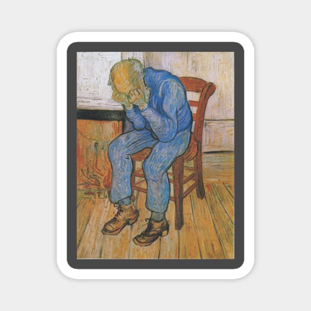 Grieving old man by van Gogh Magnet by Artimaeus