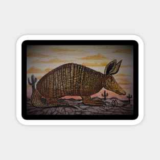 Armadillo in the Desert at Sunset Magnet