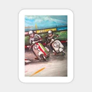 Retro Scooter, Classic Scooter, Scooterist, Scootering, Scooter Rider, Mod Art Magnet