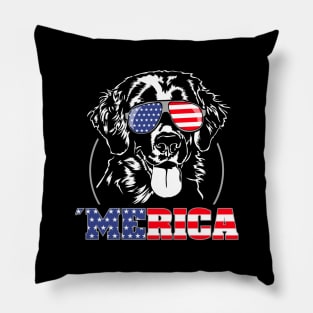 Flat Coated Retriever American Flag Merica patriotic dog Pillow