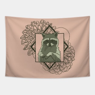 Raccoon Floral Tapestry