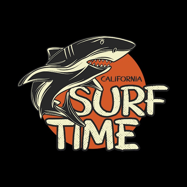 California Surf Time Surfing Gift T-Shirts by gdimido