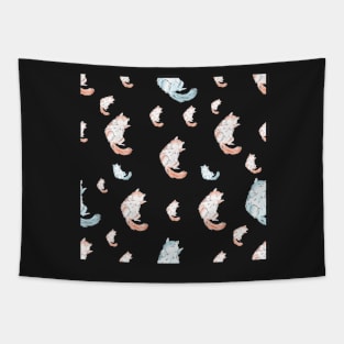 Cats Patterns Stickers Colorful Matte Black Tapestry