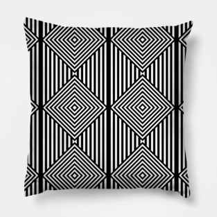 Optical Illusion V Black and White Pillow