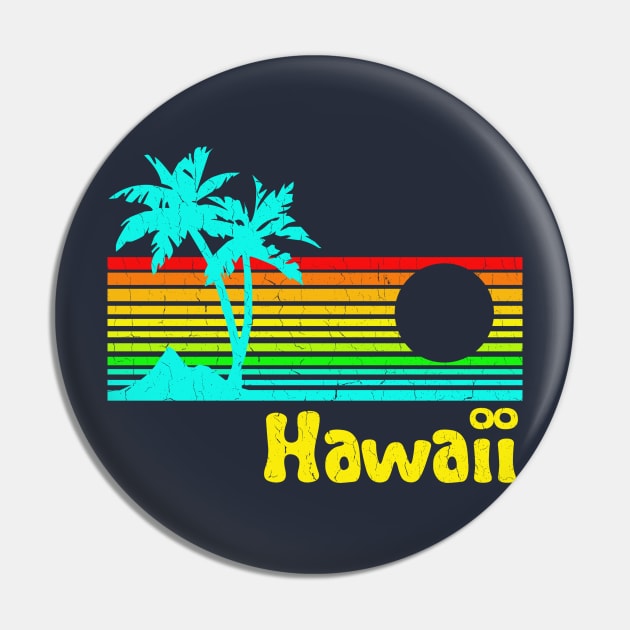 '80s Retro Vintage Hawaii (distressed look) Pin by robotface