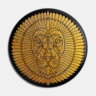 Stylized Art Deco Stained Glass Gold Lion Pin