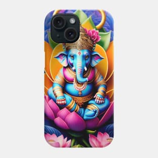 Baby Ganesh sitting o a Lotus Flower Phone Case