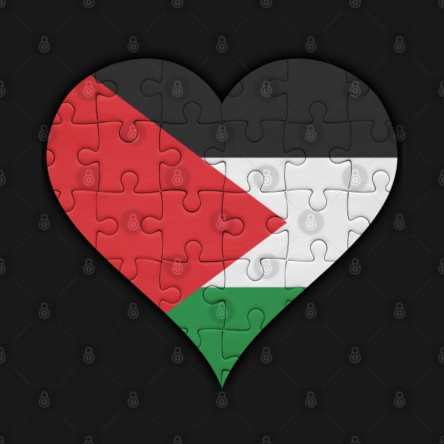 Palestinian Jigsaw Puzzle Heart Design - Gift for Palestinian With Palestine Roots by Country Flags