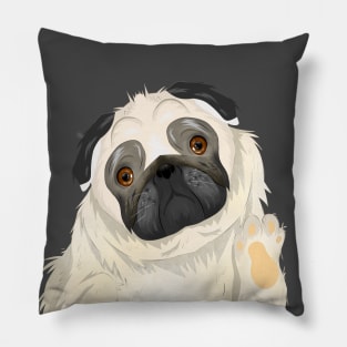 Cute Pug Dog Waving Hand Pillow