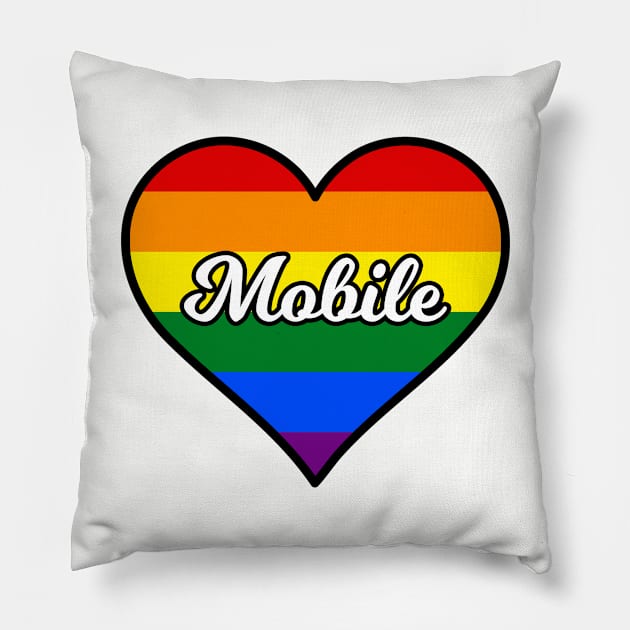 Mobile Alabama Gay Pride Heart Pillow by fearcity