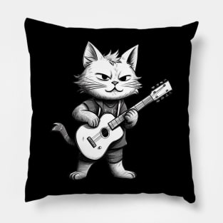 Cat playing guitar Pillow