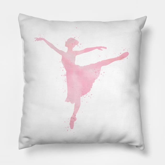 Girl Ballerina Watercolor Silhouette Pillow by LotusGifts