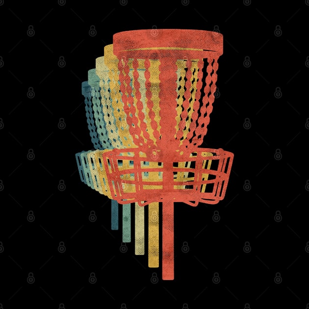 Disc Golf Frisbee Basket Retro Vintage Color by bridgewalker