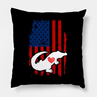 Crocodile Merica Usa American Flag Pillow