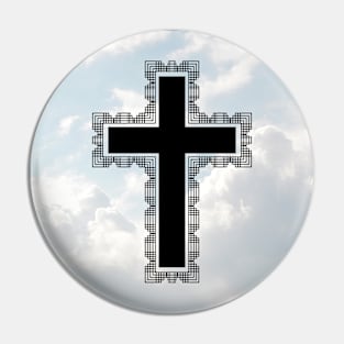 Christian Cross In The Sky (Black) Pin