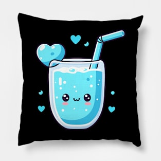 Cute Kawaii Blue Lagoon Cocktail Drink Art | Cute Food Design for Kawaii Lovers Pillow