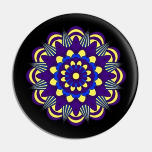 Blue and yellow yoga and meditation flower Pin