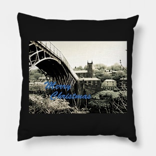 Merry Christmas Ironbridge Village Spring Snow Pillow