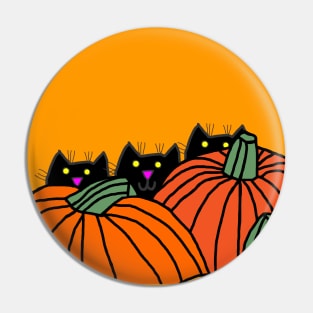 Funny Cats and Pumpkins at Halloween Pin