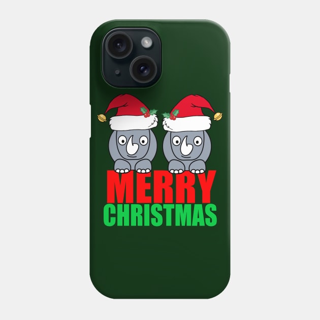 Merry Christmas Rhinos Phone Case by epiclovedesigns