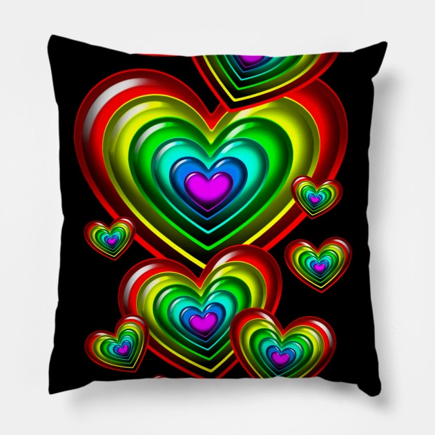 Rainbow Hearts Pillow by Artizan