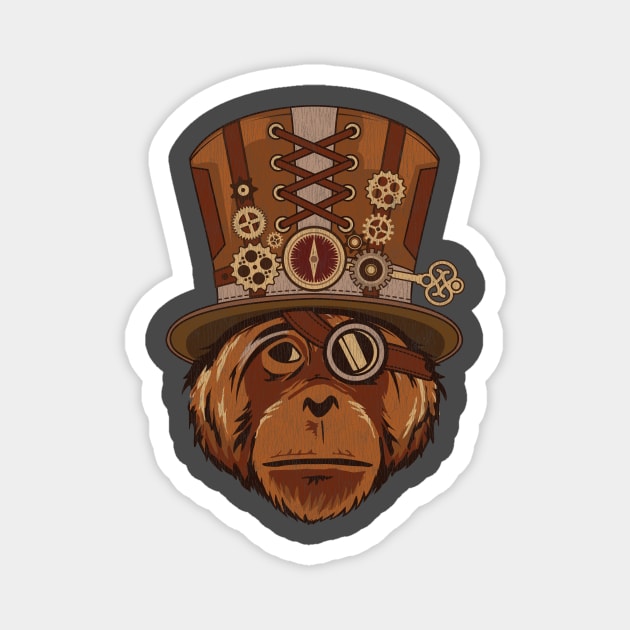 Steampunk Animal Orangutan Vintage Art Gift Magnet by propellerhead