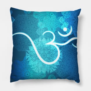 Indian ornament pattern with ohm symbol Pillow