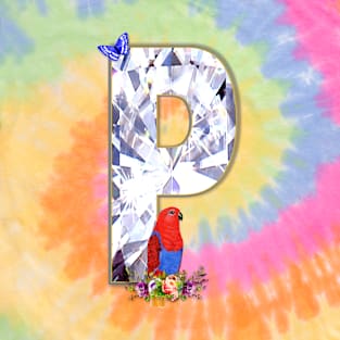 Name Initial Letter P and Eclectus Parrot T-Shirt