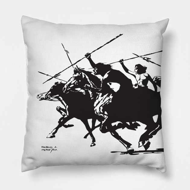 Gaucho Indian Malon by PPereyra Pillow by Pablo Pereyra Art