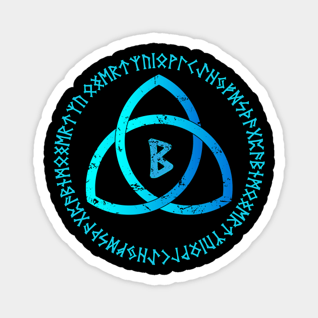 Blue Nordic rune circle and Berkana rune Magnet by opooqodesign