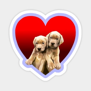 Yellow Golden Labrador Puppies Inside Heart Magnet